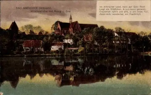 Ak Arendsee in der Altmark, Klosterkirche, Ruine, See
