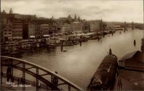 Ak Szczecin Stettin Pommern, Fisch Bollwerk