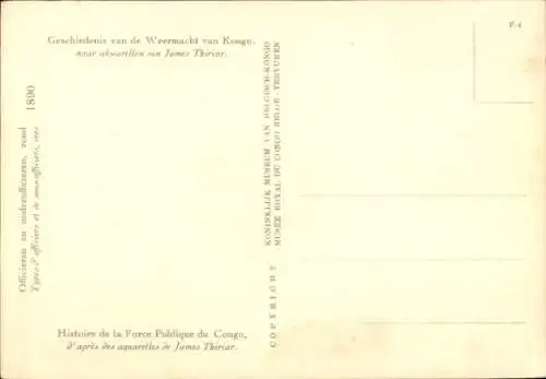 Künstler Ak Thiriar, J., Histoire de la Force Publique du Congo, Types d'officiers