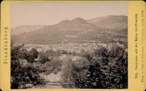 Kabinett Foto Bad Blankenburg in Thüringen, Panorama mit Ruine Greifenstein