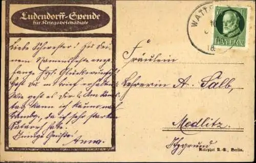 Ak General Erich Ludendorff, Ohne Opfer kein Sieg, Ludendorff Spende, Orden