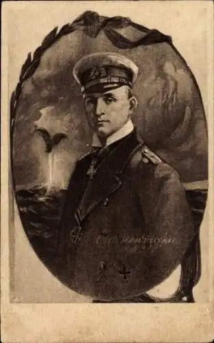 Künstler Ak Otto Weddigen, Marineoffizier, Kapitänleutnant, Portrait,Hamburger Opfertag 01. Nov 1915