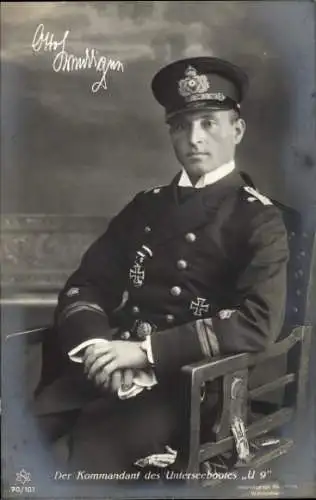 Ak Otto Weddigen, Kommandant des Unterseebootes U 9, Portrait in Uniform