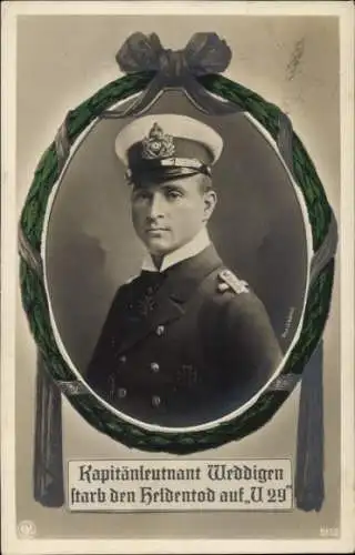 Passepartout Ak Otto Weddigen, Marineoffizier, Kapitänleutnant, U 29