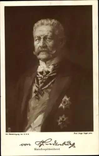 Künstler Ak Vogel, Hugo, Reichspräsident Paul von Hindenburg