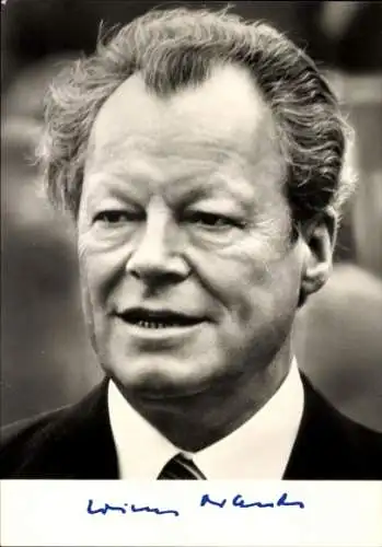 Ak Willy Brandt, Vorsitzender der SPD, Bundeskanzler, Porträt, Autogramm