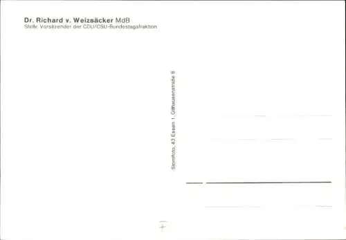 Ak Politiker Richard von Weizsäcker, Ehemaliger Bundespräsident, Autogramm