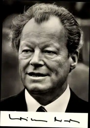 Ak Willy Brandt, Vorsitzender der SPD, Bundeskanzler, Porträt, Autogramm