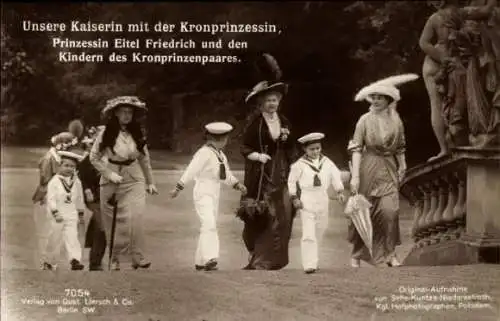 Ak Kaiserin Auguste Viktoria, Kronprinzessin Cecilie, Prinzessin Eitel Friedrich, Kinder