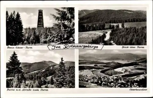 Ak Oberhundem Kirchhundem Sauerland, Gesamtansicht, Rhein-Weser-Turm, Blick vom Turm