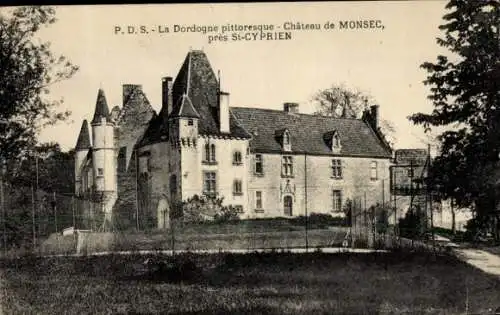 Ak Saint Cyprien Meyrals Dordogne, Schloss Monsec