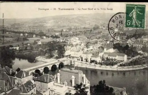 Ak Terrasson Dordogne, Pont Neuf, Ville Basse