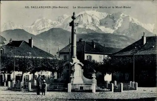 Ak Sallanches Haute Savoie, Kriegerdenkmal, Mont-Blanc