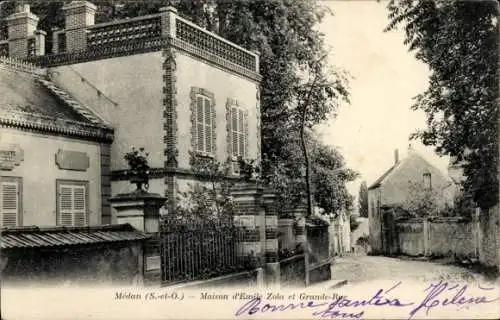 Ak Médan Yvelines, Haus von Emile Zola und Grande Rue