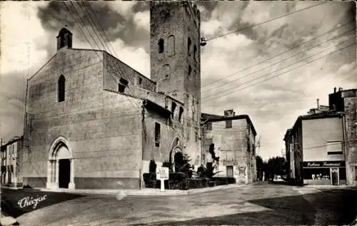 Ak Millas Pyrénées Orientales, Eglise Sainte Eulalie, Route Nationale