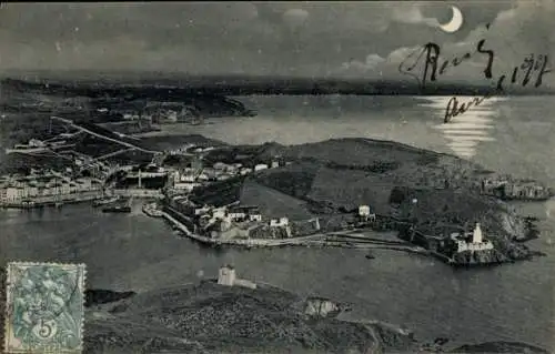 Ak Port Vendres Pyrénées Orientales, Vue panoramique, Nuit