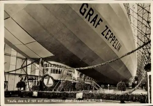 Ak Friedrichshafen am Bodensee, Taufe des LZ 127 auf den Namen Graf Zeppelin, 1928