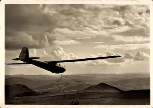 Ak Gersfeld in der Rhön Hessen, Wasserkuppe, Segelflugzeug Württemberg, Start