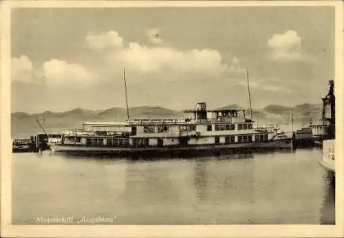 Ak Motorschiff Augsburg auf dem Bodensee, Hafen