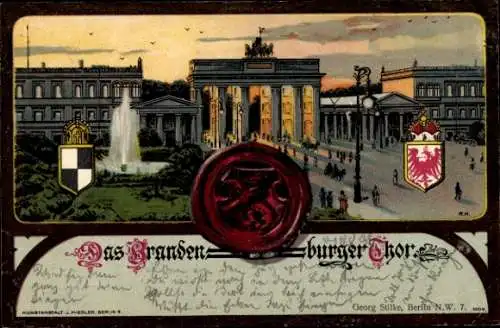 Künslter Wappen Litho Berlin Mitte, Brandenburger Tor, Fontäne