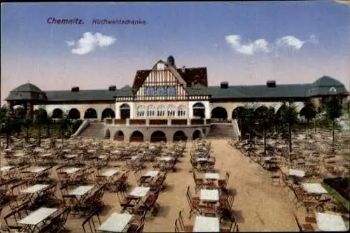 Ak Chemnitz Sachsen, Küchwaldschänke, Terrasse