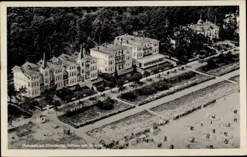 Ak Ostseebad Zinnowitz auf Usedom, Villen am Strand, Luftbild