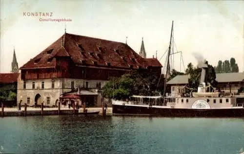 Ak Konstanz am Bodensee, Konziliumsgebäude, Dampfer Stadt Konstanz