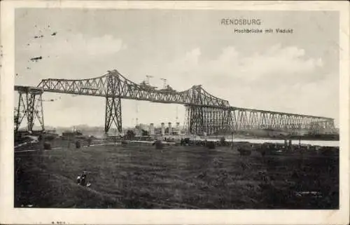 Ak Rendsburg in Schleswig Holstein, Hochbrücke mit Viadukt