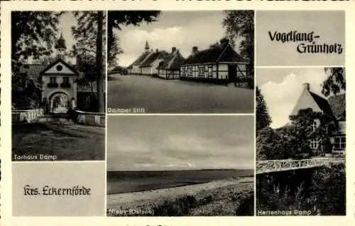 Ak Vogelsang Grünholz Damp, Torhaus Damp, Damper Stift, Nieby, Herrenhaus Damp