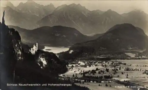 Ak Hohenschwangau Schwangau im Ostallgäu, Panorama, Schloss Neuschwanstein