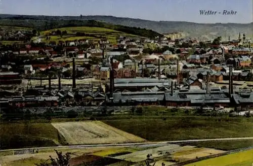 Ak Wetter an der Ruhr, Panorama, Fabriken