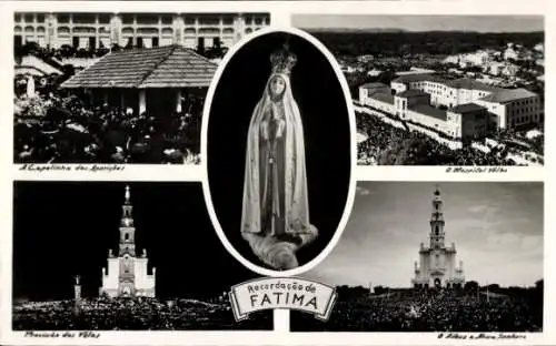 Ak Fátima Portugal, A Capelinha das Aporicoes, Madonnenstatue, Hospital