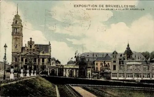 Ak Brüssel Brüssel, Ausstellung 1910, Blick auf das Palais de la Ville