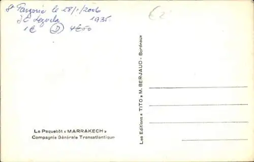 Ak Dampfer Marrakech, CGT, French Line