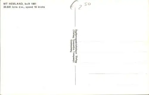 Ak Frachtschiff MT Hemland