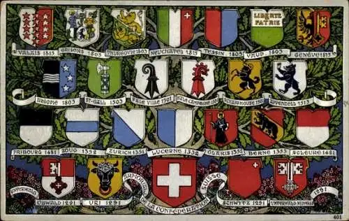 Wappen Ak Schweizer Kantonswappen, Graubünden, Thurgau