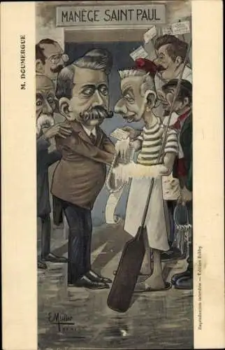 Künstler Ak Muller, Karikatur, Doumergue, Manege Saint Paul