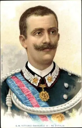 Litho Victor Emanuel III, König von Italien, Portrait