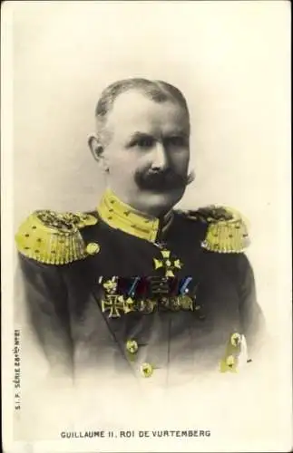 Ak Wilhelm II, König von Württemberg, Portrait, Orden