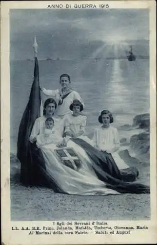 Ak Adel Italien, Prinzessinnen Jolanda, Mafalda, Giovanna, Maria, Prinz Umberto