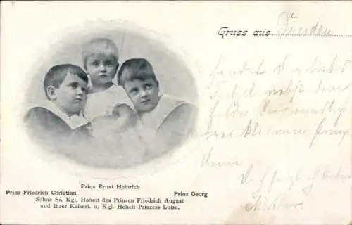 Ak Prinzen Ernst Heinrich, Friedrich Christian, Georg zu Sachsen