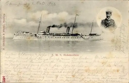 Ak Deutsches Kriegsschiff, SMS Hohenzollern, Kaiseryacht