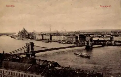 Ak Budapest Ungarn, Elisabethbrücke, Panorama