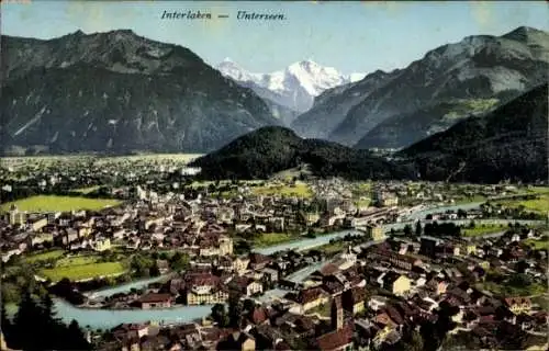 Ak Interlaken Kanton Bern Schweiz, Gesamtansicht, Unterseen