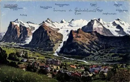 Ak Grindelwald Kanton Bern, Panorama, Berge