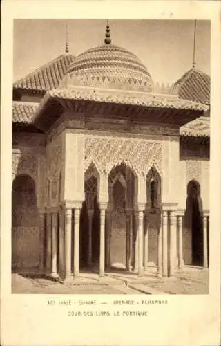 Ak Granada Andalusien Spanien, Alhambra, Hof der Löwen