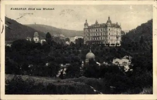 Ak Karlovy Vary Karlsbad Stadt, Blick vom Westend