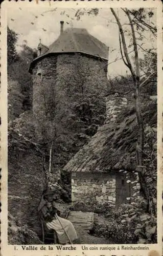 Ak Robertville Waimes Weismes  Wallonien Lüttich, Schloss Reinhardstein an der Warche