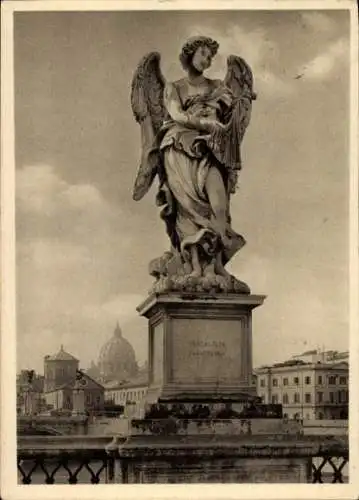 Ak Roma Rom Lazio, Engelsbrücke, Statue