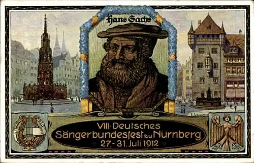 Künstler Ak Schmidt, C., Nürnberg, 8. Dt. Sängerbundesfest 1912, Portrait Hans Sachs